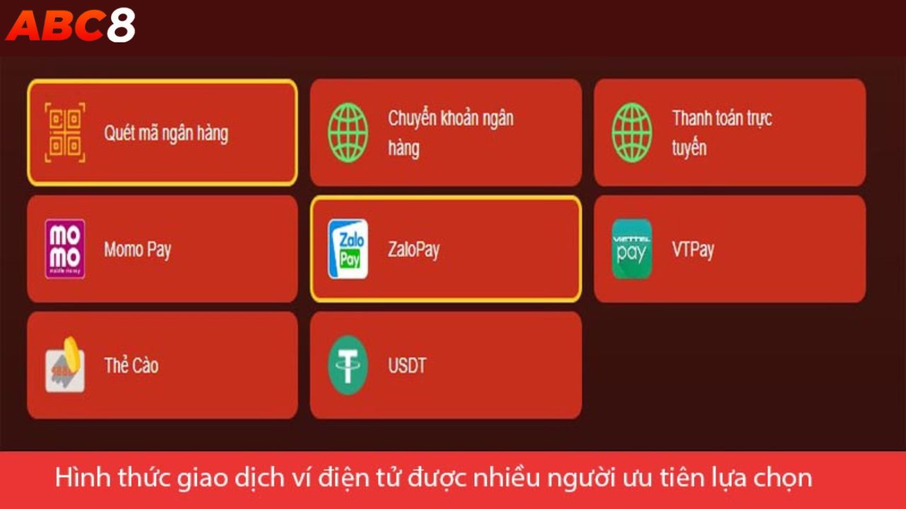 Nạp tiền bằng ví điện tử khá được ưa chuộng